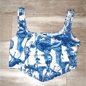 SHEIN BLUE AND WHITE CROP TOP